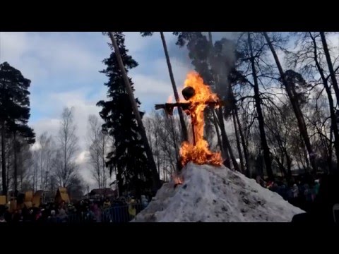 Видео: Сжигание чучело на масленице в г.Выкса 2016г