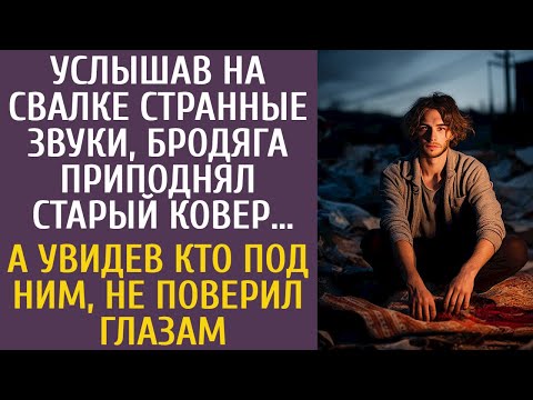 Видео: Услышав на свалке странные звуки, бродяга приподнял старый ковер… А увидев кто под ним, похолодел…