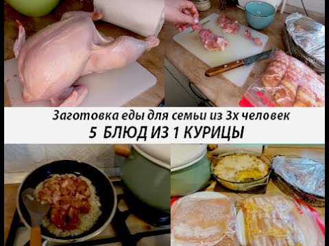 Видео: Заготовка блюд из курицы!! 5 вкусных блюд из 1 курицы!!!