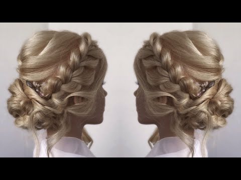 Видео: Низкий пучок с косой|Свадебная,вечерняя причёска|Simple Low Bun|Wedding Hairstyle|Tutorial|Braid