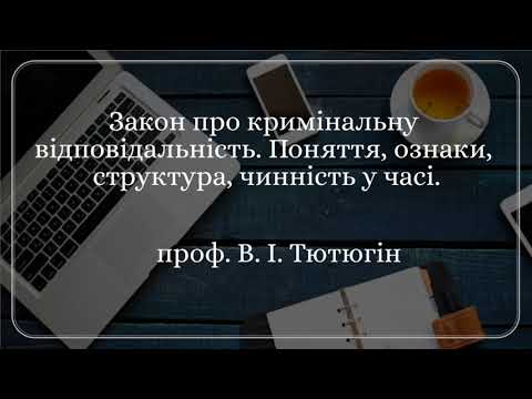 Видео: Проф. В. І Тютюгін «Закон про кримінальну відповідальність. Поняття, ознаки, (...) чинність у часі.»