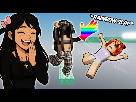 Видео: Победа над игроками с помощью радужных пощечин в игре SLAP OBBY