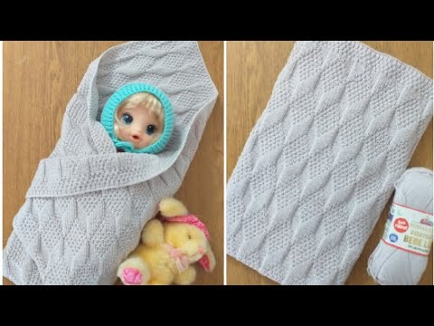 Видео: Плед для младенца "ромбики". Подробно о вязании.