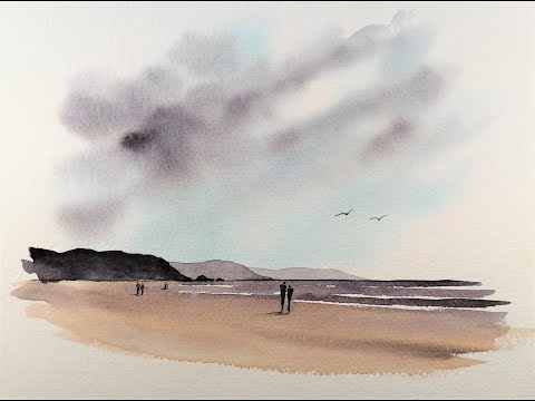 Видео: Акварельные рисунки — На пляже