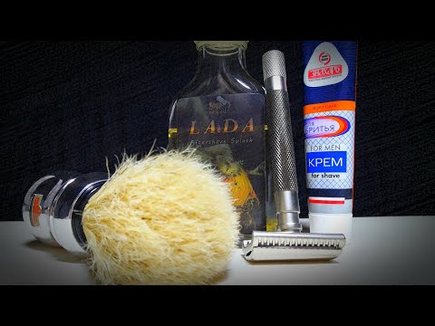 Видео: Бритьё. Крем Знахарь, Т станок Parker Semi Slant, лезвия Perma-Sharp, Omega, лосьон Soap Smooth LADA