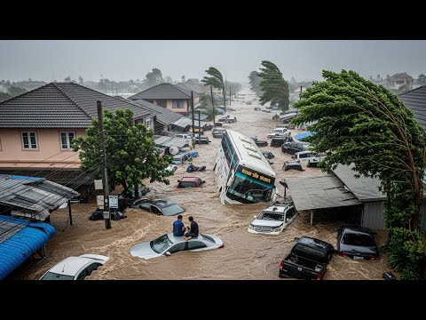 Видео: Таиланд сегодня в полном разгроме! Гигантское наводнение унесло множество автомобилей на Пхукете.