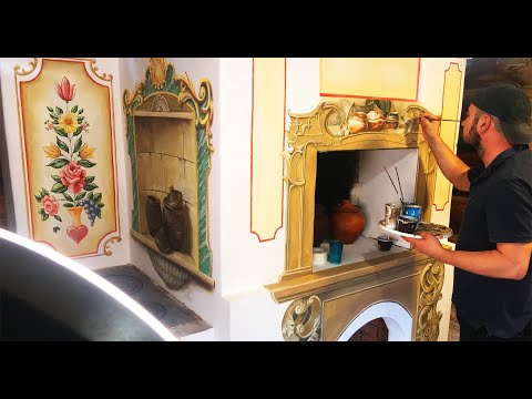 Видео: Роспись русской печи.Роспись стен.Painting the Russian stove