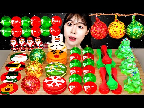 Видео: ASMR MUKBANG | Рождественские десерты [печенье с деревом безе, желе Kyoho, шоколад Санта-Клауса]