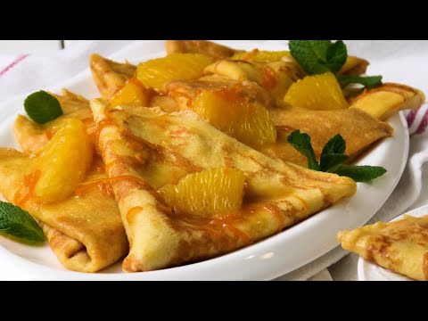 Видео: Нежные блинчики креп-сюзетт в апельсиновом соусе🍊 / Delicate crepe suzette pancakes in orange sauce