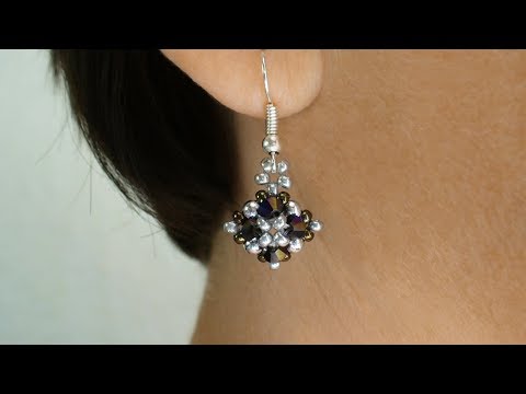 Видео: Серьги ромбы из бисера с биконусами