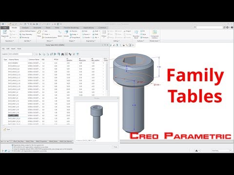 Видео: Creo Parametric — Таблицы семейств | Моделирование деталей