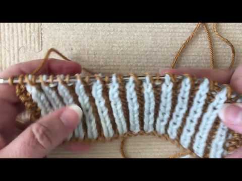 Видео: Джен Хикс создаёт — двухцветное вязание бриошей — оба цвета одновременно