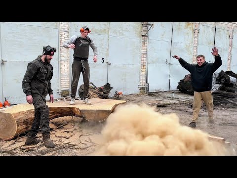 Видео: Неожиданный выстрел во время распиловки