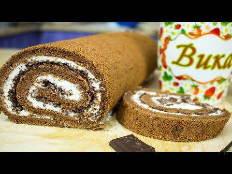 Видео: 🍫Очень вкусный домашний шоколадный рулет😍 - Я - ТОРТодел!