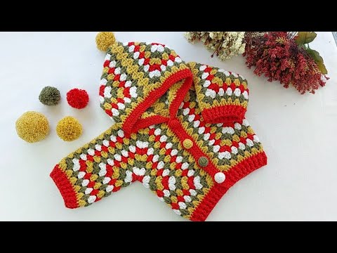 Видео: нет ничего прекраснее👍 вязание крючком шестиугольных мотивов детского кардигана с капюшоном