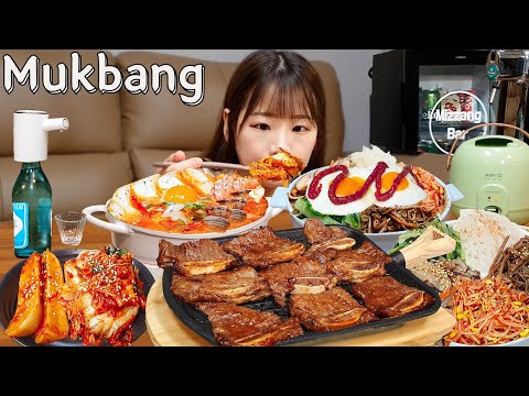 Видео: Sub)Real Mukbang- Пибимпап 🍱 Короткие ребрышки 🍖 Пряный мягкий тушеный тофу 🔥 ASMR КОРЕЙСКАЯ ЕДА