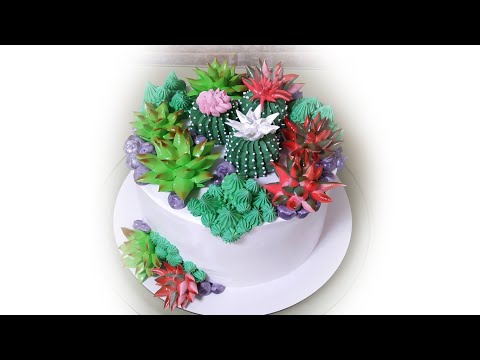 Видео: МИНИ САД ИЗ КАКТУСОВ И СУККУЛЕНТОВ. Торт с кактусами и суккулентами. БЗК.
