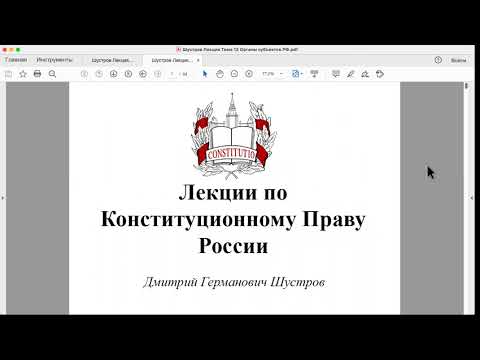 Видео: Шустров Д.Г. Лекции по конституционному праву РФ № 34 Система органов субъектов РФ