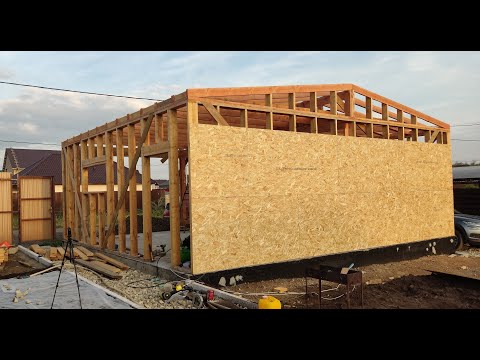 Видео: Гараж барн 7 серия - обшивка стен ОСП плитами #барн