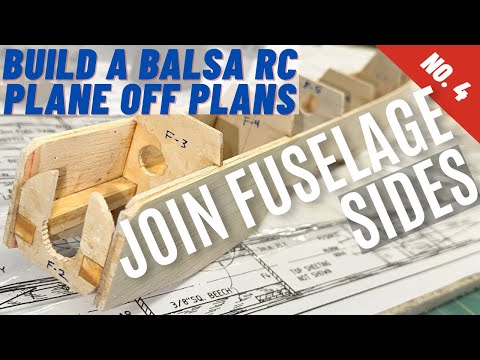 Видео: Как построить радиоуправляемый самолёт из бальзы по чертежам: № 4. Соединение боковин фюзеляжа и ...