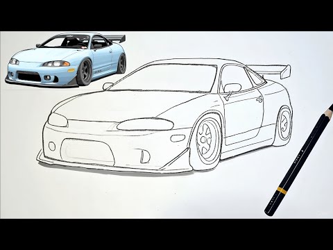 Видео: Как нарисовать автомобиль Mitsubishi Eclipse — легко 🔥 | Рисунок для начинающих | Рисунок Mitsubishi