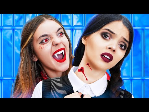 Видео: Уэнсдей Аддамс в Тюрьме! Уэнсдей Аддамс VS Вампир в Реальной Жизни!