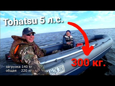 Видео: Это невозможно , 300 кг. Tohatsu 5 сил, Поедет или нет? на Флагман дк 390 игла