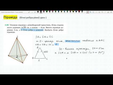 Видео: Піраміда ( всі бічні ребра рівні ) урок 1