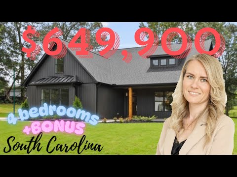 Видео: Обзор дома с землёй и без ограничения в Greer, SC 🏡стильный и современный/ Недвижимость в США