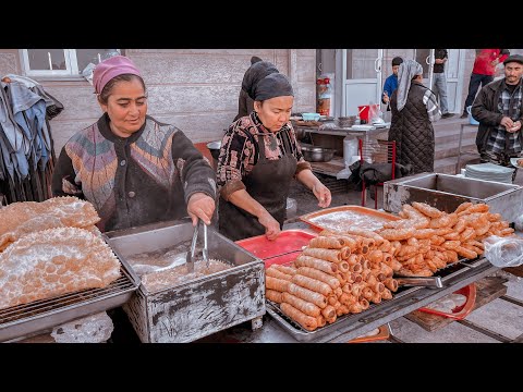 Видео: Узбекистан ! ВОСТОЧНЫЙ БАЗАР ! ТЕРМЕЗ -граница с АФГАНИСТАНОМ ! Плов , манты, шашлык! Street food