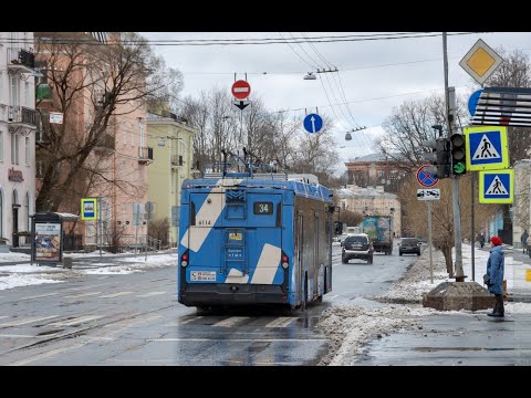 Видео: Троллейбус 34 "Стародеревенская ул.   -  Тихорецкий пр,  6" (Временная трасса)