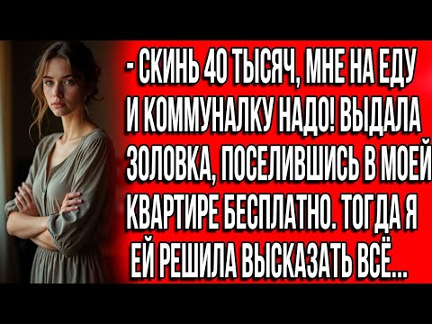 Видео: Скинь 40 тысяч, мне на еду и коммуналку надо! Выдала золовка, поселившись в моей квартире бесплатно.