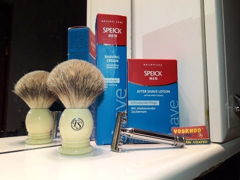 Видео: Бритье. Fatip Grande, Speick shaving cream, Voskhod blade, FS badger brush, Speick lotion. Review