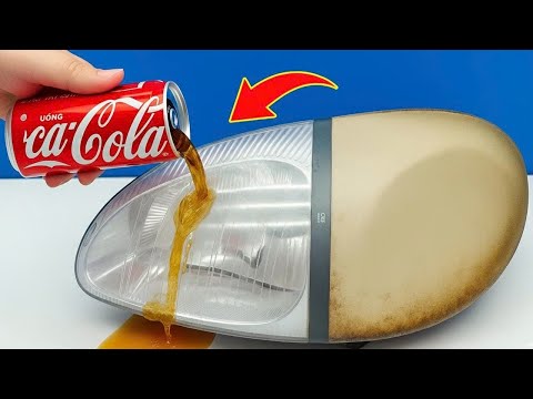 Видео: Старая фара как новая за 1 минуту! Удивительный способ восстановить её с помощью Coca-Cola!