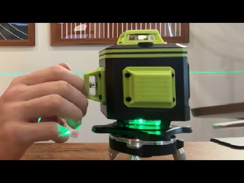 Видео: Обзор лазерного уровня с 16 линиями, самовыравнивающимся 360°, 4x360°, 4D, зелёным крестовым лазером