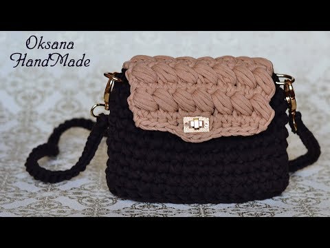 Видео: Сумка клатч из трикотажной пряжи. Мастер класс крючком. Clutch bag crochet