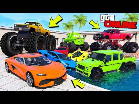 Видео: УГНАЛ КУЧУ ЧИТ ТАЧЕК И МОНСТР ТРАКИ ЗА 180 СЕКУНД! БИТВА ВОРОВ В ГТА 5!