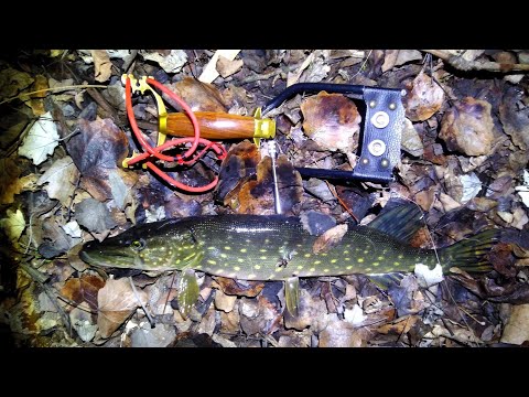 Видео: Slingshot. Щука ночью на рогатку.