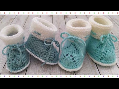 Видео: Пинетки без шва на подошве, с узором спицами/booties knitting