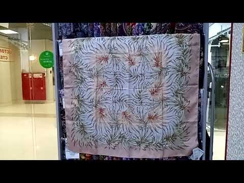 Видео: Платки шёлк крепдешин размер 89 на 89 