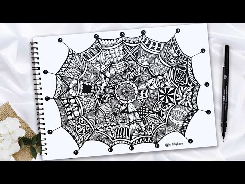 Видео: Как рисовать паутину в технике зентангл | Искусство зентангл