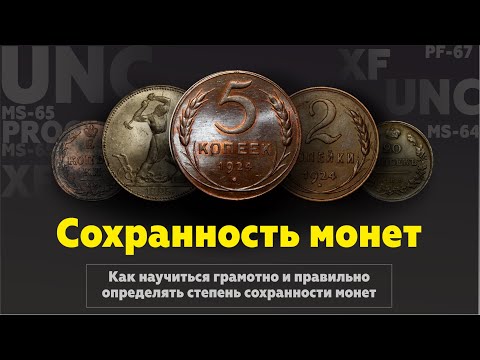 Видео: Как грамотно определить состояние монеты | UNC | MS67 | XF | VF | F | Монеты СССР