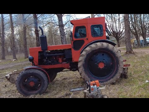 Видео: Валим деревья с помощью трактора Т 40АМ. Сороковка в работе!