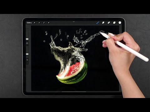 Видео: Рисуй со мной — Подводный ломтик дыни | Моя техника цифрового искусства Procreate