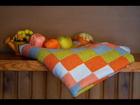 Видео: МК Детский плед крючком//Тунисское вязание//how to knit a blanket