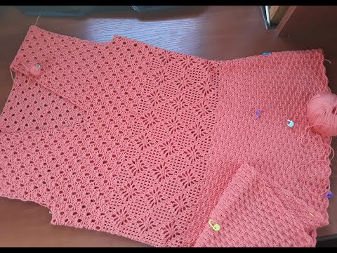 Видео: Платье крючком (коралловое). Часть 8.