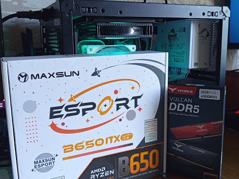 Видео: MINI ITX Комплект на AM5/ MAXSUN B650 ITX ESPORT WI-FI ICE, T-FORCE VULCAN 32GB 6000 , TYZEN 5 7600