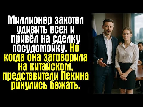 Видео: Миллионер захотел удивить всех и привёл на сделку посудомойку  Но когда она заговорила на китайс