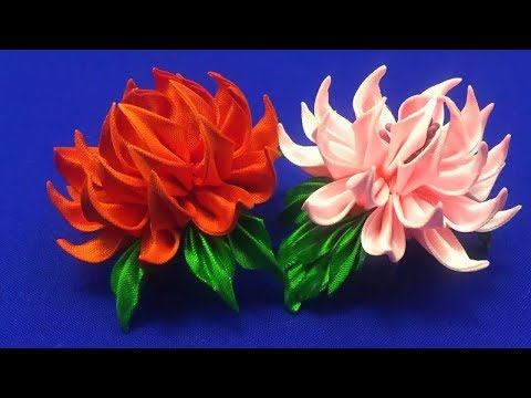 Видео: Ribbons flowers.Sharp kanzashi petal/Pétalo kanzashi afilado/Острый лепесток канзаши