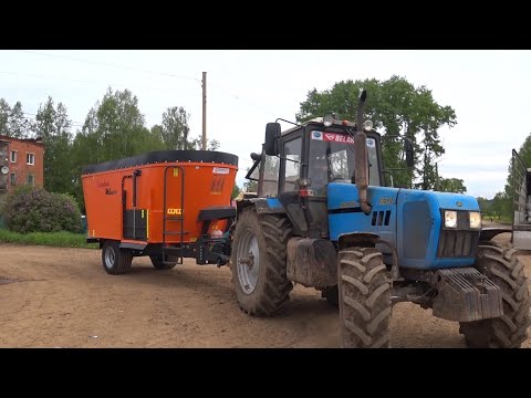 Видео: Трактор МТЗ 1221, LOVOL 1304. Испытание миксера из Беларуси.